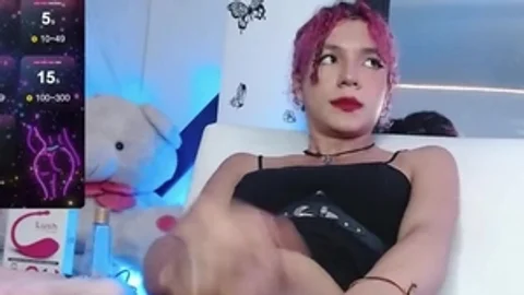 naughty Trans cutie Works Hard For gigantic cum