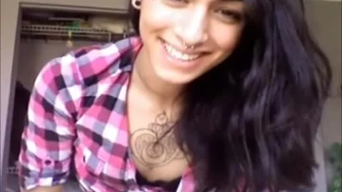 brunette hair Ladyboy Tastes Her sperm