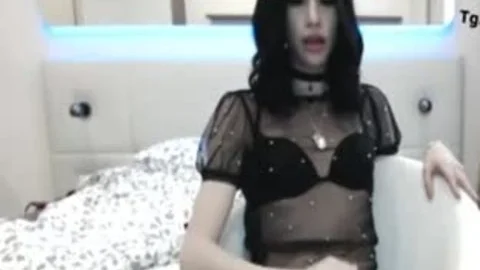 enjoyable Blue Eyed TS Lady cumshot